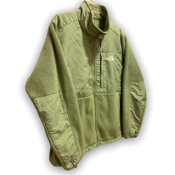 North Face XL Womens Denali Fleece Jacket Full Zip Drawstring Sage Green - Picture 4 of 12